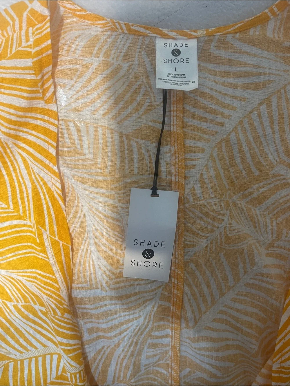NWT Shade & Shore 2 Piece Bright Yellow Palm Leaf‎ Breezy Beach Swim Cover Up L